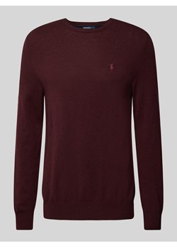 Sweter z dzianiny z wełny lana z okrągłym dekoltem ze sklepu Peek&Cloppenburg  w kategorii Swetry męskie - zdjęcie 175528458