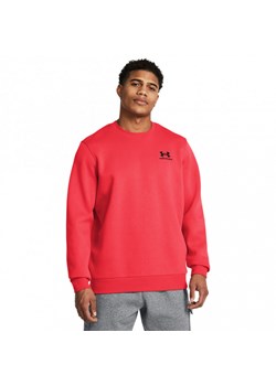 Męska bluza dresowa nierozpinana bez kaptura Under Armour UA Essential Fleece Crew - czerwona ze sklepu Sportstylestory.com w kategorii Bluzy męskie - zdjęcie 175535168