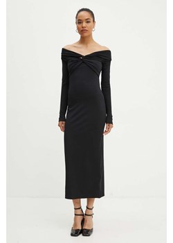 Rotate sukienka Off Shoulder Dress kolor czarny midi prosta 113026100 ze sklepu PRM w kategorii Sukienki - zdjęcie 175537766