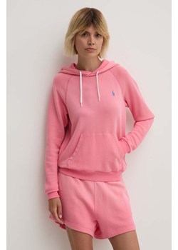 Polo Ralph Lauren bluza bawełniana damska kolor różowy z kapturem melanżowa 211935583 ze sklepu PRM w kategorii Bluzy damskie - zdjęcie 175538146