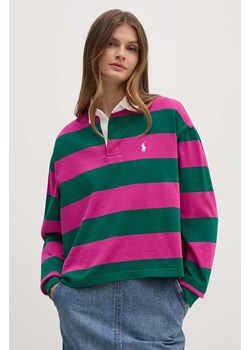 Polo Ralph Lauren longsleeve bawełniany kolor zielony ze sklepu PRM w kategorii Bluzki damskie - zdjęcie 175538186