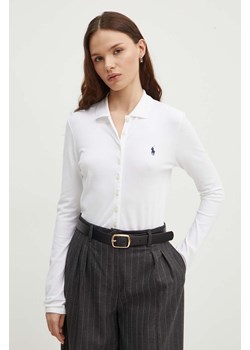 Polo Ralph Lauren koszula damska kolor biały slim z kołnierzykiem klasycznym 211941176 ze sklepu PRM w kategorii Koszule damskie - zdjęcie 175538198