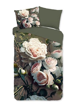 Pure Komplet pościeli &quot;White Roses&quot; w kolorze oliwkowo-jasnoróżowym z mikrofibry ze sklepu Limango Polska w kategorii Pościele - zdjęcie 175541206