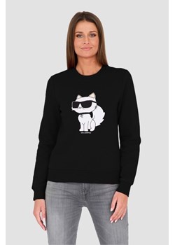 KARL LAGERFELD Czarna bluza Ikonik 2.0 Choupette Sweat, Wybierz rozmiar XL ze sklepu outfit.pl w kategorii Bluzy damskie - zdjęcie 175550788