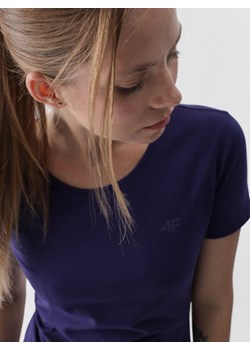 Damski t-shirt basic 4F 4FWMM00TTSHF1845 - granatowy ze sklepu Sportstylestory.com w kategorii Bluzki damskie - zdjęcie 175551506
