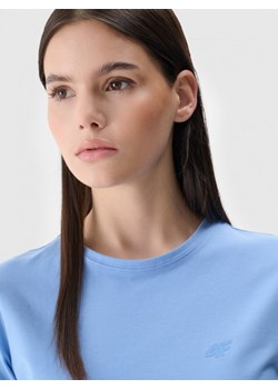 Damski t-shirt basic 4F 4FWMM00TTSHF2255 - niebieski ze sklepu Sportstylestory.com w kategorii Bluzki damskie - zdjęcie 175556709