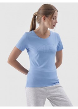 Damski t-shirt z nadrukiem 4F 4FWMM00TTSHF1846 - niebieski ze sklepu Sportstylestory.com w kategorii Bluzki damskie - zdjęcie 175556745