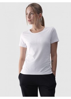 Damski t-shirt z nadrukiem 4F 4FWMM00TTSHF1846 - biały ze sklepu Sportstylestory.com w kategorii Bluzki damskie - zdjęcie 175556757