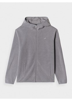 Męski polar rozpinany z kapturem 4F 4FWMM00TFLEM317 - szary ze sklepu Sportstylestory.com w kategorii Bluzy męskie - zdjęcie 175556899