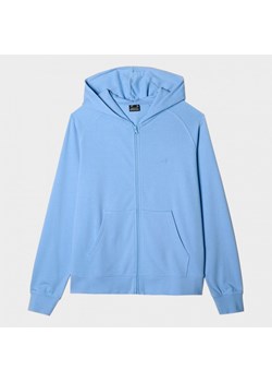 Damska bluza dresowa rozpinana z kapturem 4F 4FWMM00TSWSF1763 - niebieska ze sklepu Sportstylestory.com w kategorii Bluzy damskie - zdjęcie 175556948