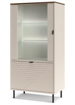 Niska witryna na nóżkach z LED kaszmir + dąb castello - Milox 12X ze sklepu Edinos.pl w kategorii Regały i witryny - zdjęcie 175561088