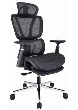 Czarny ergonomiczny fotel obrotowy z zagłówkiem i podnóżkiem -  Floris 4X ze sklepu Edinos.pl w kategorii Krzesła biurowe - zdjęcie 175561177