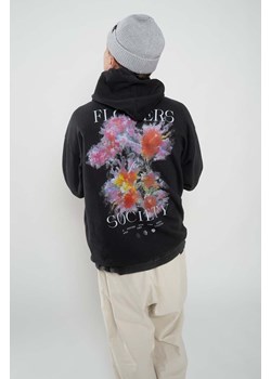 Flowers for Society bluza bawełniana Premium 2.0 Oversized Hoodie męska kolor czarny z kapturem z nadrukiem FFSAPP079 ze sklepu PRM w kategorii Bluzy męskie - zdjęcie 175564756