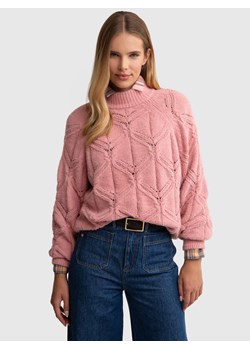 Sweter damski ażurowy ze stójką różowy Alilia 600 ze sklepu Big Star w kategorii Swetry damskie - zdjęcie 175567298