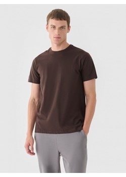 Męski t-shirt basic 4F 4FWAW24TTSHM1656 - brązowy ze sklepu Sportstylestory.com w kategorii T-shirty męskie - zdjęcie 175570487