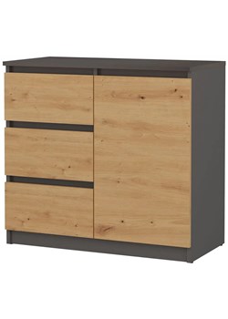Komoda Z 3 Szufladami Dąb Artisan + Antracyt W5-D27 ze sklepu Edinos.pl w kategorii Komody - zdjęcie 175571638