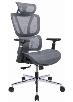 Szare ergonomiczne krzesło biurowe z zagłówkiem -  Floris 3X ze sklepu Edinos.pl w kategorii Krzesła biurowe - zdjęcie 175573979