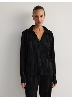 Reserved - Koszula z plisowanej dzianiny - czarny ze sklepu Reserved w kategorii Koszule damskie - zdjęcie 175575316