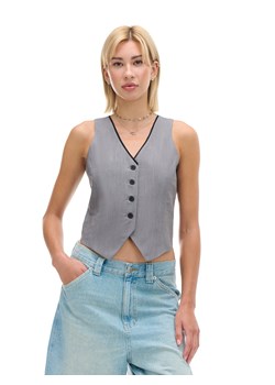 Cropp - Szara kamizelka - szary ze sklepu Cropp w kategorii Kamizelki damskie - zdjęcie 175595485