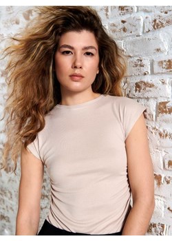 Sinsay - Koszulka z wiskozą - beżowy ze sklepu Sinsay w kategorii Bluzki damskie - zdjęcie 175606397