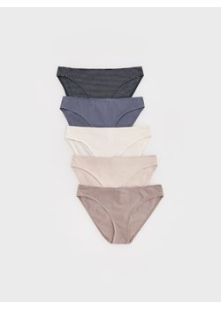 Reserved - Bawełniane majtki typu bikini 5 pack - kremowy ze sklepu Reserved w kategorii Majtki damskie - zdjęcie 175614245