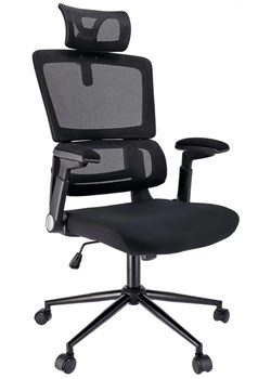 Czarny ergonomiczny fotel biurowy z zagłówkiem - Betsu ze sklepu Edinos.pl w kategorii Krzesła biurowe - zdjęcie 175624405