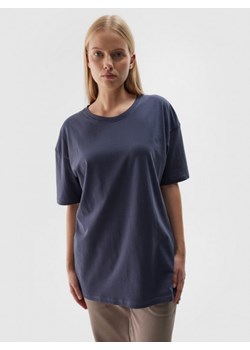 T-shirt uniseks oversize 4F 4FWAW24TTSHU1657 - granatowy ze sklepu Sportstylestory.com w kategorii Bluzki damskie - zdjęcie 175625036