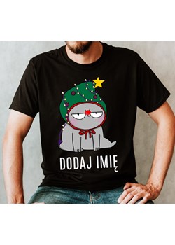 świąteczna koszulka kot z imieniem ze sklepu Time For Fashion w kategorii T-shirty męskie - zdjęcie 175636438