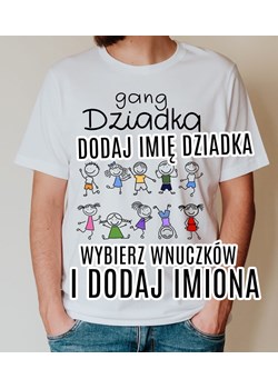 koszulka dla dziadka gang z imionami wnuczków biała koszulka ze sklepu Time For Fashion w kategorii T-shirty męskie - zdjęcie 175637228