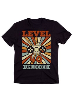 męska koszulka na czterdziestkę - 40 URODZINY 40 level unlock ze sklepu Time For Fashion w kategorii T-shirty męskie - zdjęcie 175637509