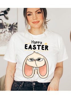 biała damska koszulka happy easter na wielkanoc ze sklepu Time For Fashion w kategorii Bluzki damskie - zdjęcie 175637585