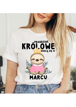 koszulka damska na urodziny prawdziwe królowe rodzą się w marcu ze sklepu Time For Fashion w kategorii Bluzki damskie - zdjęcie 175637777