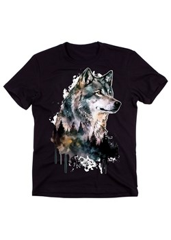 męska koszulka z wilkiem t-shirt czarny wilk16 ze sklepu Time For Fashion w kategorii T-shirty męskie - zdjęcie 175638499