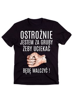 ŚMIESZNA KOSZULKA JESTEM ZA GRUBY ŻENBY UCIEKAĆ - MĘSKA ze sklepu Time For Fashion w kategorii T-shirty męskie - zdjęcie 175638549