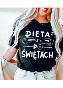 damska koszulka DIETA POMYŚLĘ O TYM PO ŚWIĘTACH ze sklepu Time For Fashion w kategorii Bluzki damskie - zdjęcie 175639197