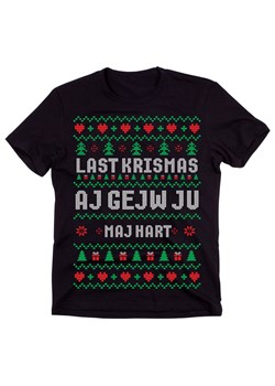 Śmieszna koszulka świąteczna - męska czarna last krismas ze sklepu Time For Fashion w kategorii T-shirty męskie - zdjęcie 175640365