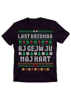 Śmieszna koszulka świąteczna - męska czarna LAST KRISMAS ze sklepu Time For Fashion w kategorii T-shirty męskie - zdjęcie 175640369