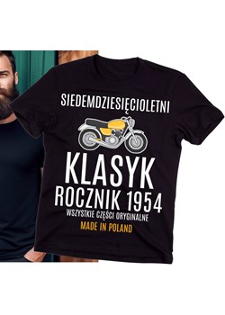 męska koszulka Z MOTOREM na 70 urodziny SIEDEMDZIESIĘCIOLETNI KLASYK 1954 ze sklepu Time For Fashion w kategorii T-shirty męskie - zdjęcie 175640658