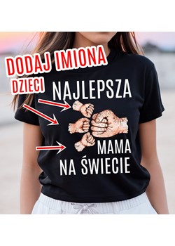 CZARNA Koszulka NAJLEPSZA MAMA NA ŚWIECIE - DODAJ IMIONA 3 DZIECI ze sklepu Time For Fashion w kategorii Bluzki damskie - zdjęcie 175641745