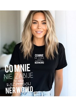 CZARNA KOSZULKA DAMSKA z nadrukiem ze sklepu Time For Fashion w kategorii Bluzki damskie - zdjęcie 175642096