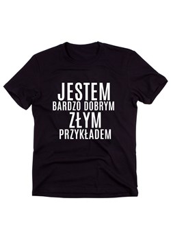 Czarny Klasyczny T-shirt "JESTEM BARDZO DOBRYM ZŁYM PRZYKŁADEM" ze sklepu Time For Fashion w kategorii Bluzki damskie - zdjęcie 175642819