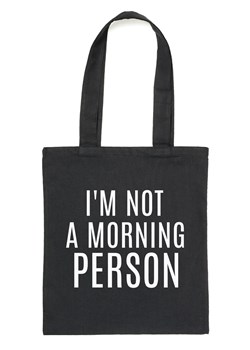 Czarny Shopper"I'M NOT A MORNING PERSON" ze sklepu Time For Fashion w kategorii Torby Shopper bag - zdjęcie 175642969