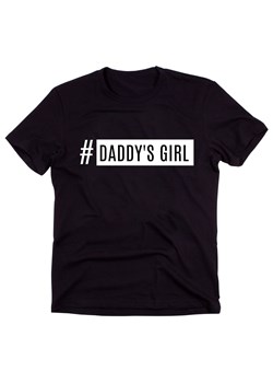 Czarny Klasyczny T-shirt "#DADDY'S GIRL" ze sklepu Time For Fashion w kategorii Bluzki damskie - zdjęcie 175643697