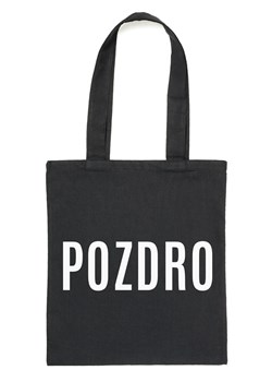 Czarny Shopper"POZDRO" ze sklepu Time For Fashion w kategorii Torby Shopper bag - zdjęcie 175643798