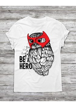 Koszulka męska be a hero + rysunek sowy ze sklepu Time For Fashion w kategorii T-shirty męskie - zdjęcie 175643895