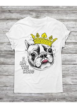 Koszulka męska i am the king + rysunek psa ze sklepu Time For Fashion w kategorii T-shirty męskie - zdjęcie 175644117