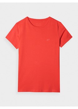 Damski t-shirt basic 4F 4FWMM00TTSHF2255 - czerwony ze sklepu Sportstylestory.com w kategorii Bluzki damskie - zdjęcie 175652495