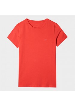 Damski t-shirt basic 4F 4FWMM00TTSHF2255 - czerwony ze sklepu Sportstylestory.com w kategorii Bluzki damskie - zdjęcie 175652496