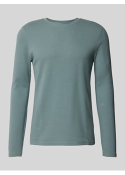 Bluzka z długim rękawem i prążkowanym,okrągłym dekoltem ze sklepu Peek&Cloppenburg  w kategorii T-shirty męskie - zdjęcie 175662807