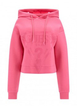 Damska bluza dresowa nierozpinana z kapturem Guess New Alisa Hooded - różowa ze sklepu Sportstylestory.com w kategorii Bluzy damskie - zdjęcie 175681358